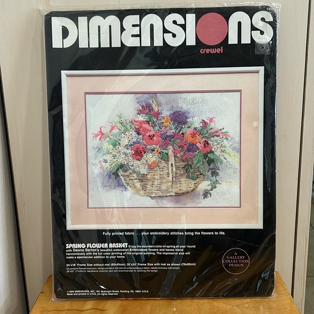 Dimensions ‘Spring Flower Basket’ Crewel Kit.